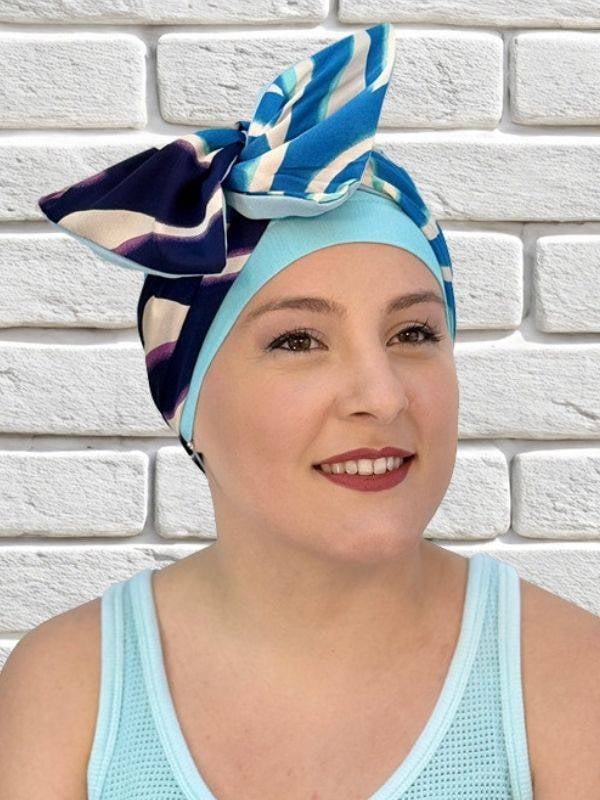 Bandeau Aline MM Paris en acrylique, motifs vifs : à nouer sur turban pour varier styles et volumes.