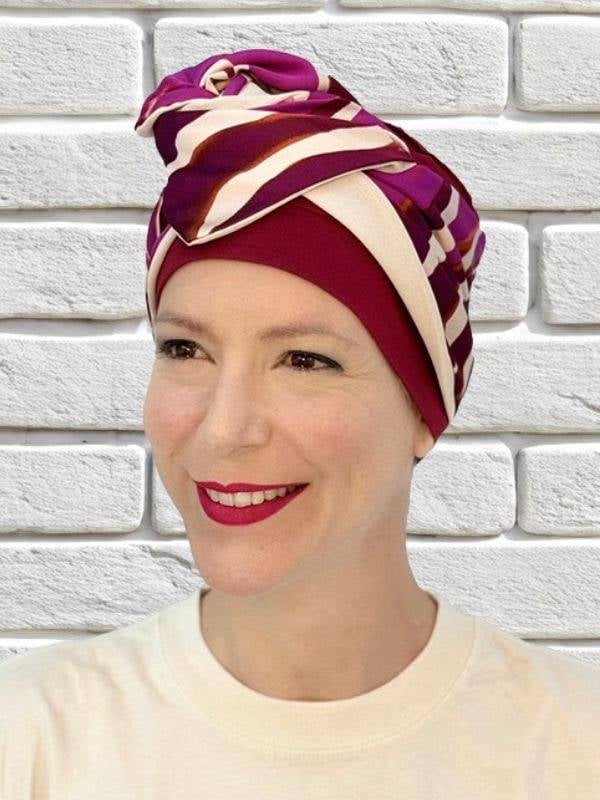 Bandeau Aline MM Paris en acrylique, motifs vifs : à nouer sur turban pour varier styles et volumes.