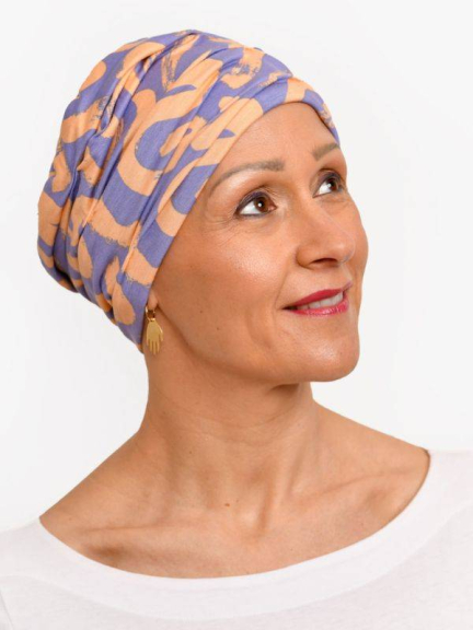 Bonnet chimio Marlene Printed en viscose, sans coutures ni élastique — imprimé élégant