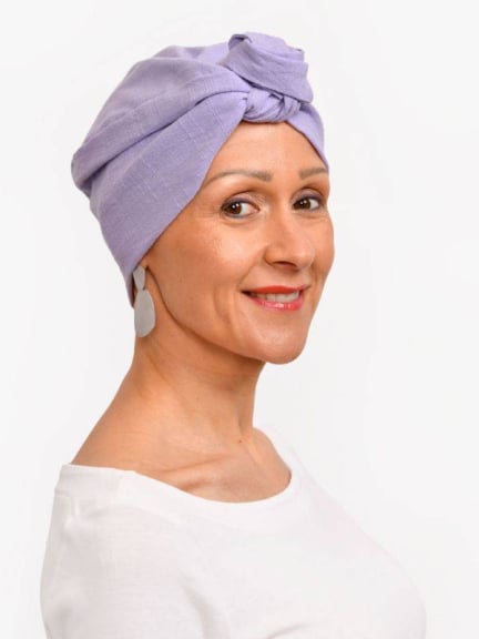 Foulard chimio Audrey, préformé et réversible, coton/viscose, coloris estival