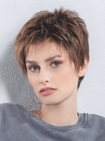 Perruque Chat : coupe courte naturelle, bordure invisible et Cool Pads pour confort et fraîcheur