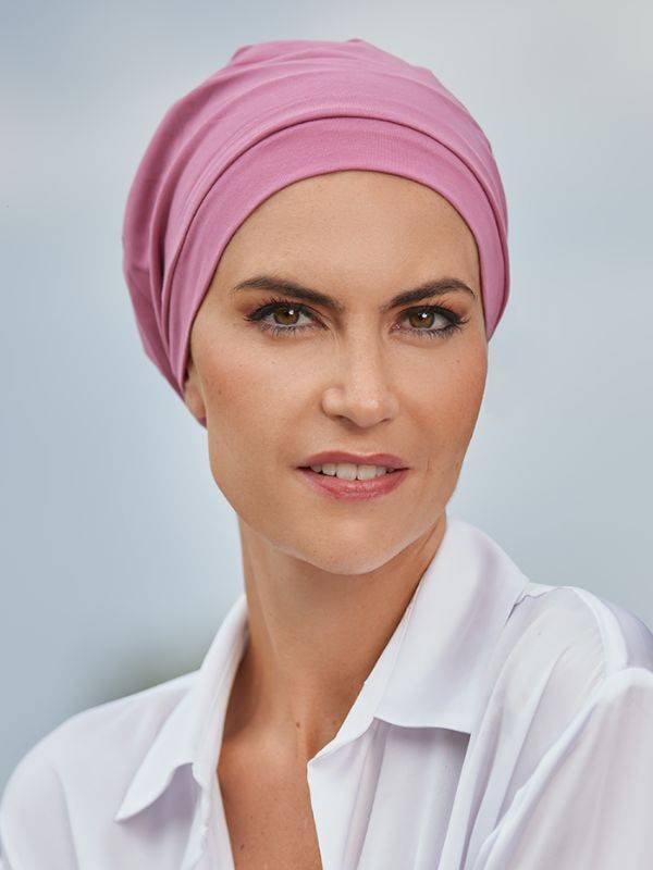 Turban chimio Douceur NJ Création : bonnet léger en coton et élasthanne, confortable et extensible, adapté toutes saisons
