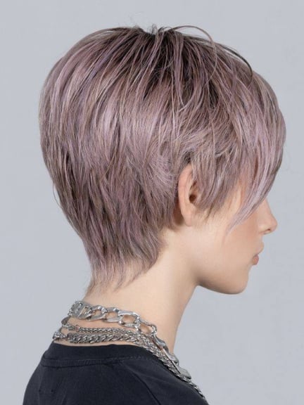 Link Mono Part — perruque courte asymétrique, frange stylable, fibre résistante à la chaleur