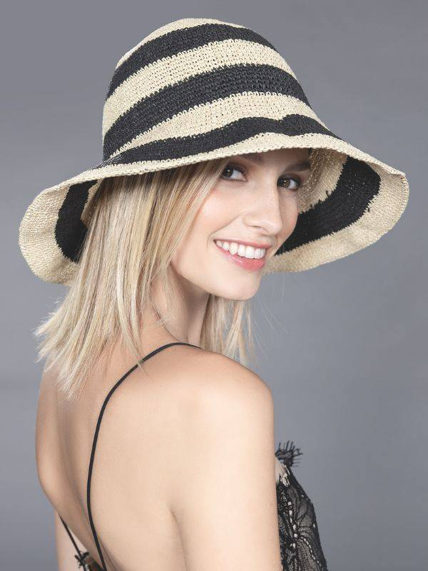 Chapeau San Remo Ellen Wille noir et sable, large bord de plage, protection soleil élégante