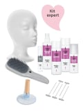 Kit expert pour perruque en cheveux naturels : soins complets, brosse et tête polystyrène avec ventouse pour un entretien facile