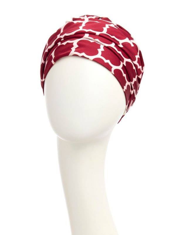 Bonnet turban Boho Christine Headwear : effet plissé, voile polyester et doublure bambou-viscose, léger et confortable.