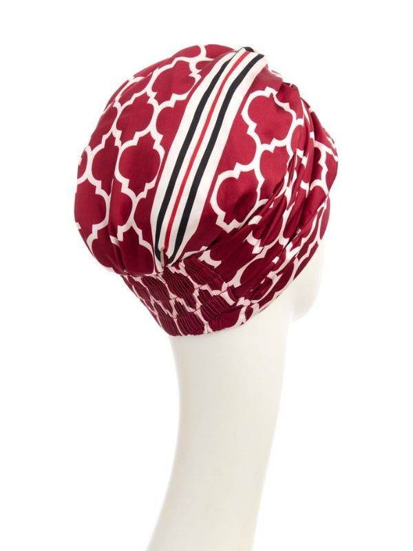 Bonnet turban Boho Christine Headwear : effet plissé, voile polyester et doublure bambou-viscose, léger et confortable.