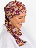 Turban Liz Rosette La Vedette en viscose, foulard fixé sur bonnet : tenue anti-glisse, nouages multiples, doux pour cuir chevelu