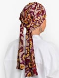 Turban Liz Rosette La Vedette en viscose, foulard fixé sur bonnet : tenue anti-glisse, nouages multiples, doux pour cuir chevelu