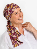 Turban Liz Rosette La Vedette en viscose, foulard fixé sur bonnet : tenue anti-glisse, nouages multiples, doux pour cuir chevelu