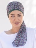 Turban Lilas NJ Création : bonnet en coton/élasthanne et pan latéral pour un volume élégant, confortable et discret