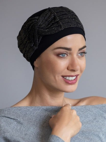 Turban Opéra — grand nœud élégant, léger en viscose, élasthanne et polyester
