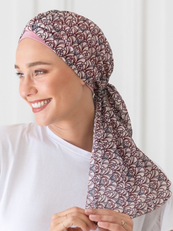 Turban chimio Etoile NJ Création avec long voile à nouer pour un style élégant, léger et modulable