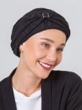 Turban Champs Elysées NJ Création avec boucle métallique modulable et motifs élégants – bonnet confortable pour un look chic.