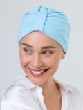 Turban Oléron NJ Création en coton : bonnet chimio doux avec volume plissé à l’avant, confortable et discret.
