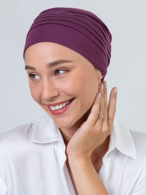 Turban Bambou NJ Création : bonnet en bambou doux, respirant et discret, idéal en cas d’alopécie, disponible en plusieurs colori