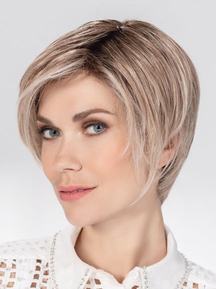 Perruque Glam Soft - coupe courte asymétrique, tulle frontal discret, fibre Air Lite résistante 130°C