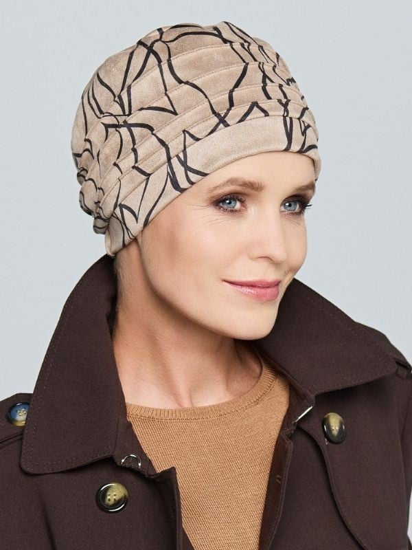 Turban chimio Medea Gisela Mayer, motifs géométriques, intérieur bambou