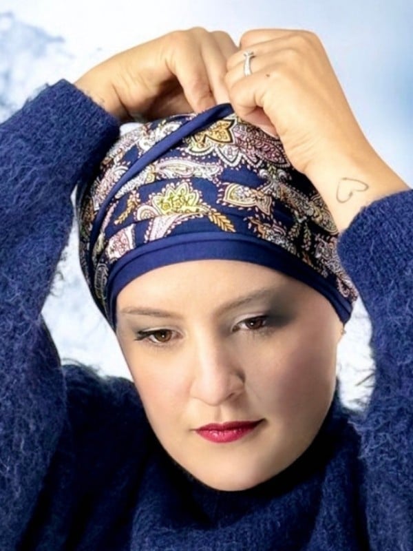 Nadia turban bandeau MMParis bonnet plissé deux couleurs estivales facile a nouer