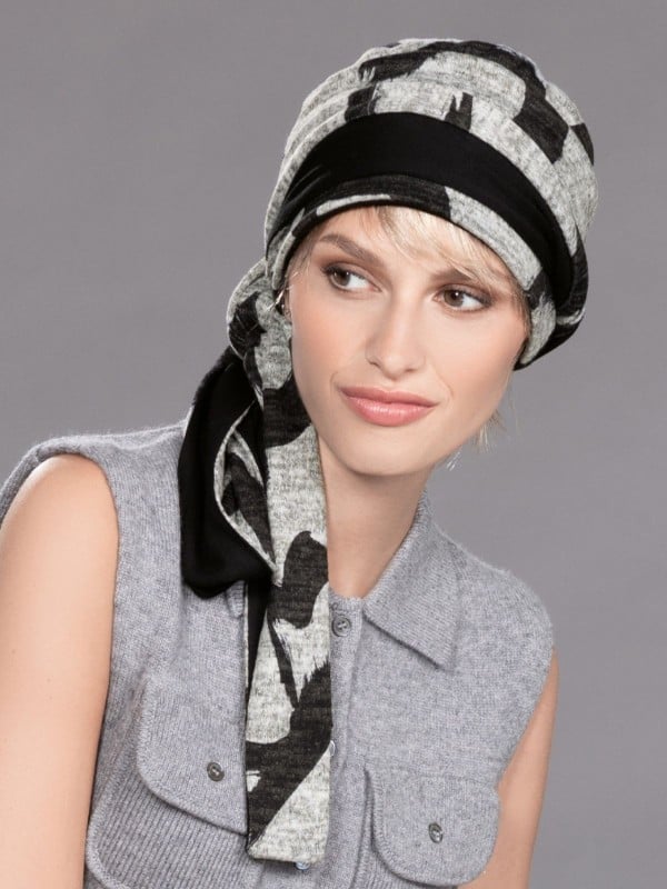 Turban chimio Ama Comfort Ellen Wille : bonnet réversible, pans à nouer, doublure viscose douce pour un confort optimal.
