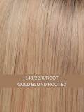 Luxery Lace E — perruque longue naturelle, frange effilée, bonnet 100% fait main - Couleur 140/22/6R Gold Blond Rooted