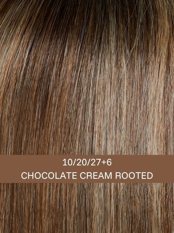 New Exclusiv Echthaar — Perruque cheveux naturels 54 cm, coupe longue et moderne - Couleur 10/20/27+6