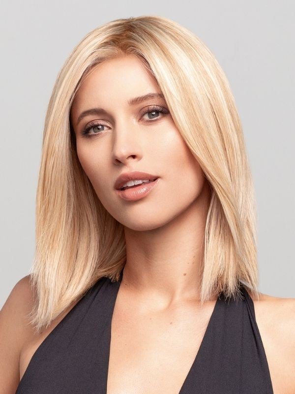 Prime Page Deluxe HH - Perruque mi-longue Remy, plongeant élégant, bordure frontale invisible