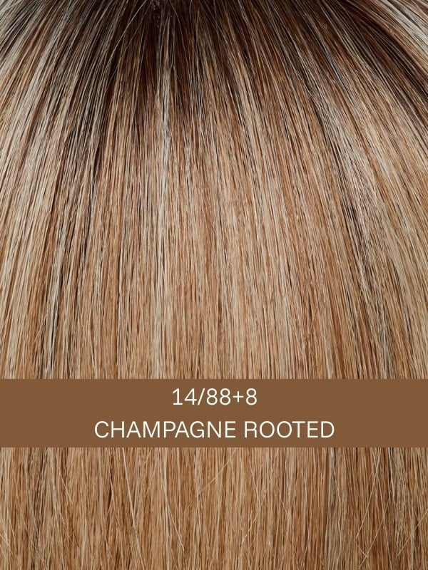 Perruque Linda HH Deluxe : mi‑longue Remy Hair 100% pour un look naturel et confortable - Couleur 14/88+8 - Champagne Rooted