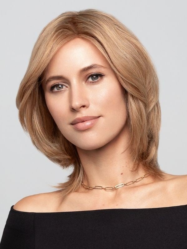 Perruque Gisela Mayer Euro Mix Pearl : carré mi-long dégradé, 100% Euro Human Hair, lace front invisible, rendu naturel