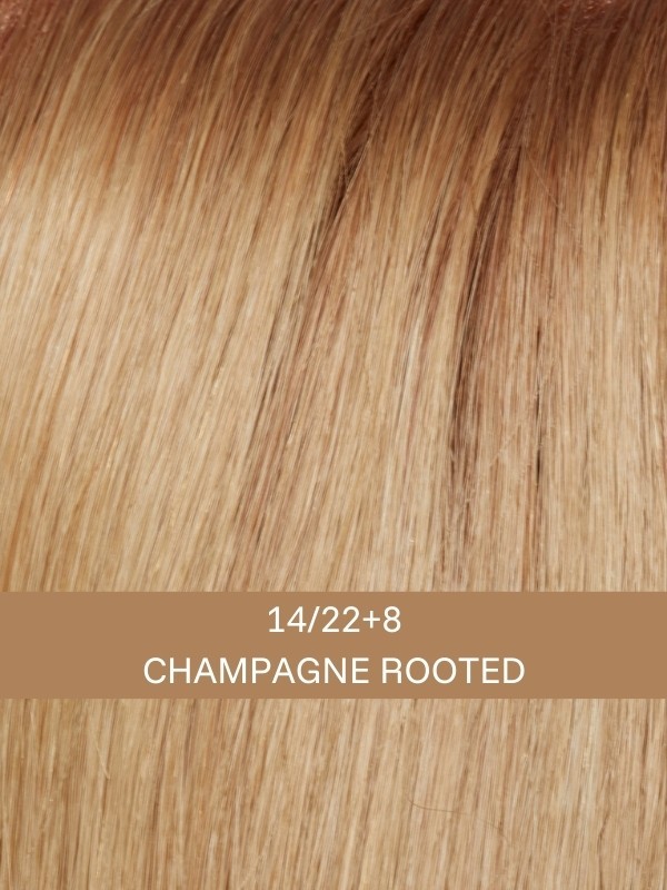 Adoptez Euro Gold : carré mi-long naturel en 100% Euro Human Hair - Couleur 14/22+8 Champagne Rooted