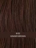 Luxery Lace A - perruque courte cheveux naturels, frange balayage, tulle cinéma invisible - Couleur 8/32 ginger brown