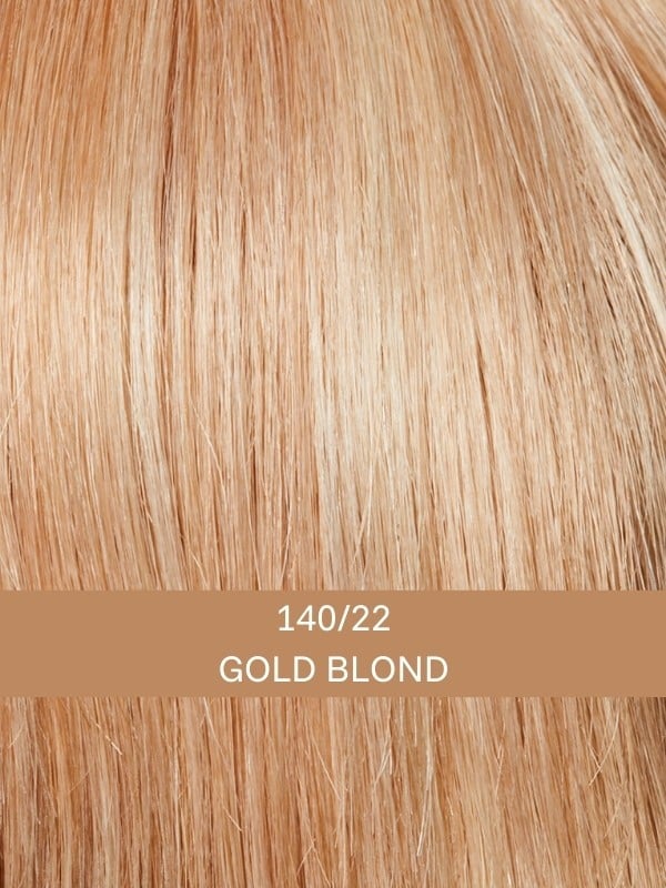 Luxery Lace A - perruque courte cheveux naturels, frange balayage, tulle cinéma invisible - Couleur 140/22 gold blond
