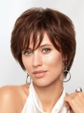 Perruque Euro Clic Gisela Mayer courte en cheveux naturels avec frange effilée et bonnet léger