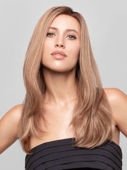 Perruque HH Remy Select longue lisse en cheveux 100 Remy Hair, tulle frontal invisible