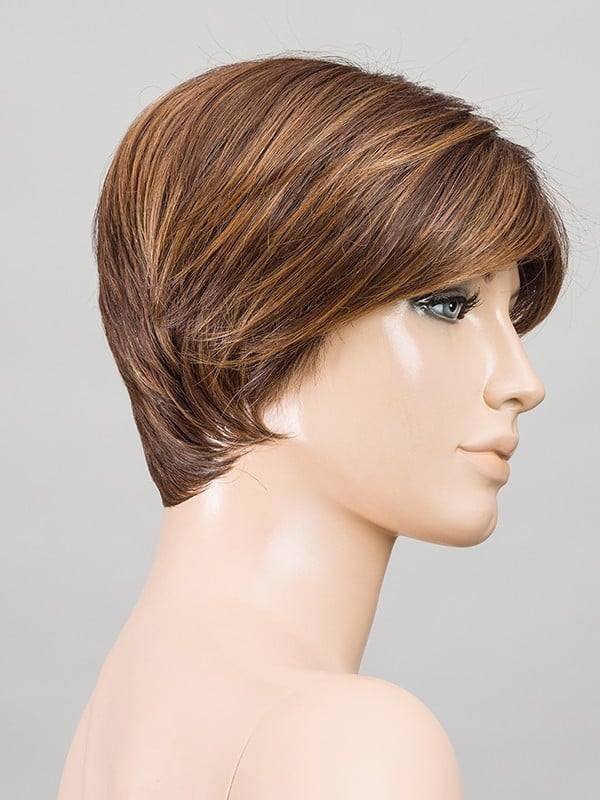 Perruque Link Mono Part Ellen Wille : coupe courte asymétrique, fibre synthétique thermo 140°C, effet naturel et discret.