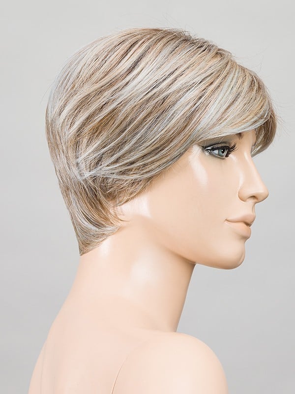 Perruque Link Mono Part Ellen Wille : coupe courte asymétrique, fibre synthétique thermo 140°C, effet naturel et discret.