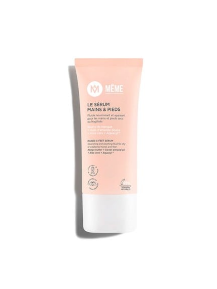 Sérum Mains & Pieds Même 50 ml : soin 99% naturel nourrissant et apaisant, pénètre vite sans film gras, idéal peaux sensibles ou