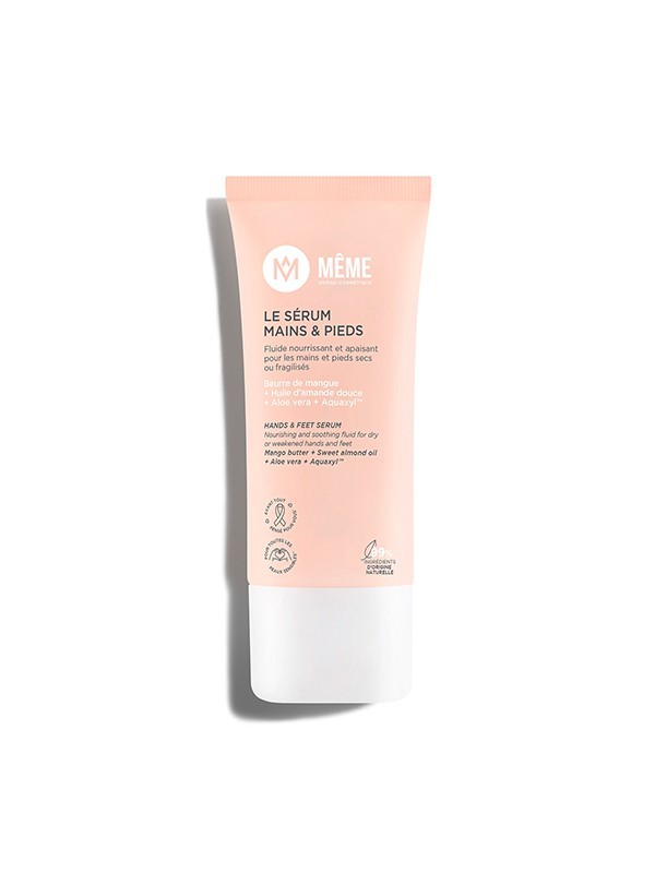 Sérum Mains & Pieds Même 50 ml : soin 99% naturel nourrissant et apaisant, pénètre vite sans film gras, idéal peaux sensibles ou