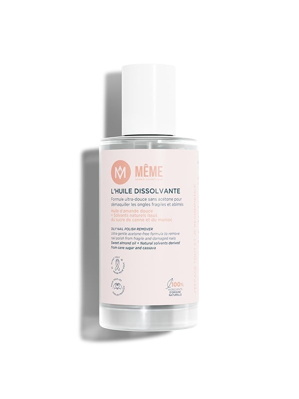 Huile dissolvante sans acétone MÊME 50ml, 100% naturelle, nourrit ongles fragilisés et cuticules