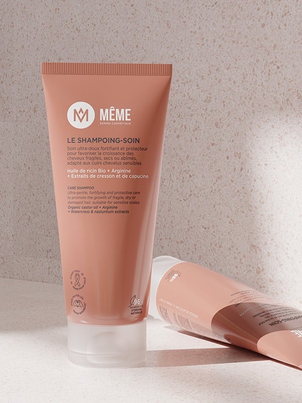 Shampoing-Soin MÊME 200 ml : fortifiant, 96% naturel, cuir chevelu sensible, sans sulfates, vegan