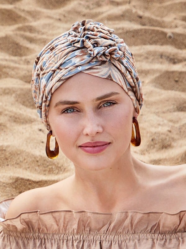 Bonnet Lotus Lin — Turban léger en maille de lin, chic et thermorégulateur