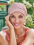 Bonnet chimio Boho Christine Headwear : turban bohème à effet plissé, voile polyester et doublure bambou-viscose douce et respir