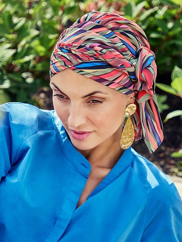 Bonnet turban Boho Twin Set Christine Headwear avec bandeau nœud amovible, confortable et doux pour alopécie ou chimiothérapie