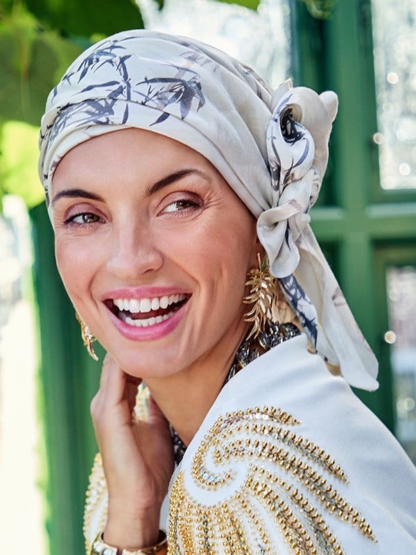 Bonnet turban Boho Twin Set Christine Headwear avec bandeau nœud amovible, confortable et doux pour alopécie ou chimiothérapie
