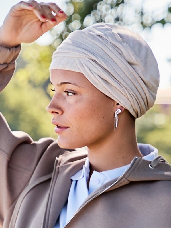 Bonnet chimio Viva Christine Headwear en coton, doublure bambou-viscose douce, bandeau amovible effet drapé pour un look naturel