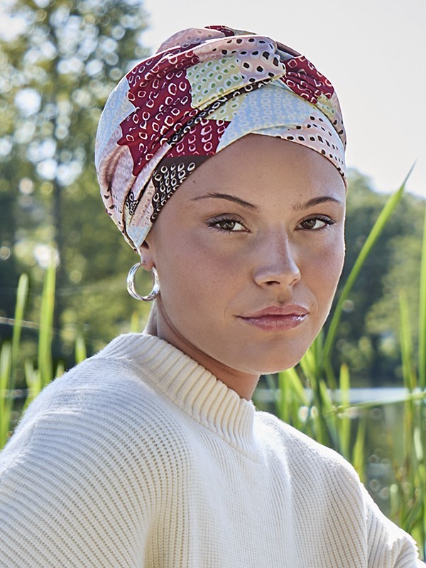 Bonnet chimio Viva Christine Headwear en coton, doublure bambou-viscose douce, bandeau amovible effet drapé pour un look naturel