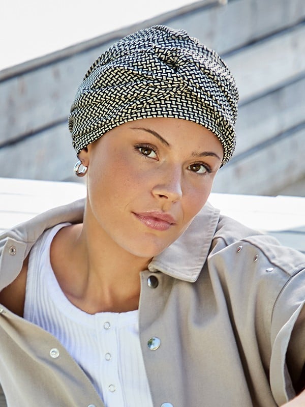 Bonnet chimio Viva Christine Headwear en coton, doublure bambou-viscose douce, bandeau amovible effet drapé pour un look naturel