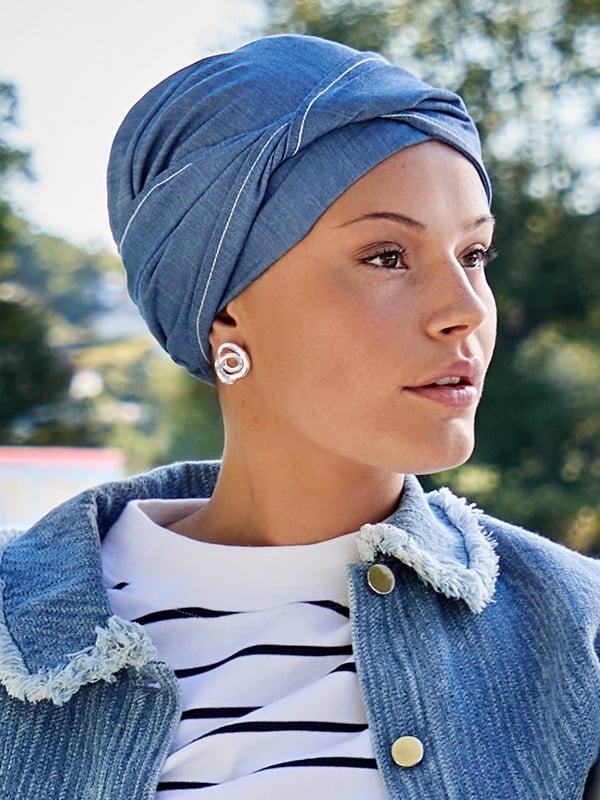 Turban Viva Twin Set Christine Headwear : bonnet + bandeau amovible, coton/viscose, maintien confortable pour alopécie et chimio