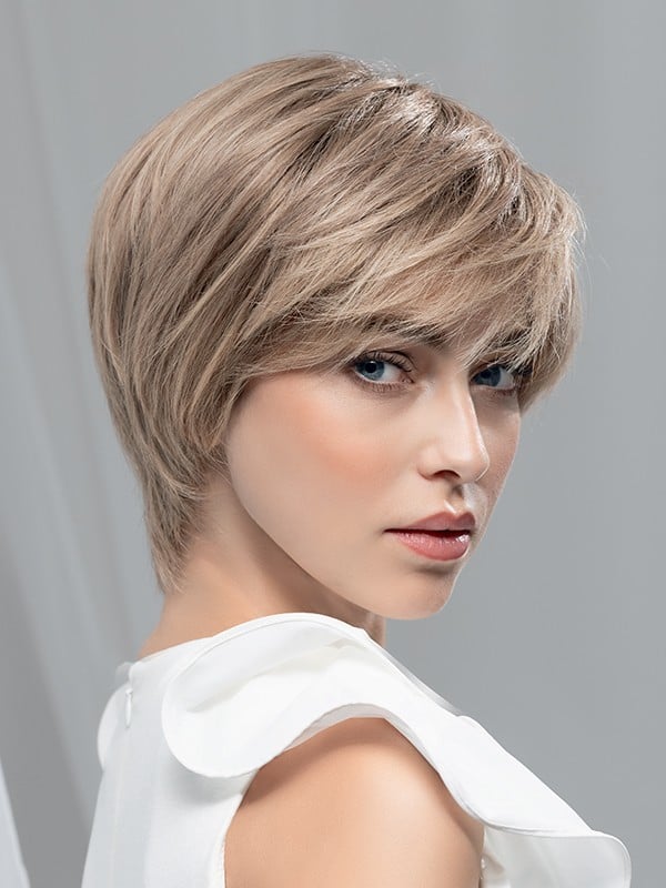 Perruque Award Deluxe Ellen Wille en cheveux naturels Remy: coupe courte 10–15 cm, monofilament et lace front invisible, raie pe