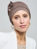 Turban Loreen Gisela Mayer en bambou/viscose, détail floral sur le côté – bonnet doux pour chimiothérapie et alopécie